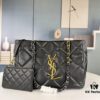 YSL New Tote Bag in Lambskin Black and Gold [Horizontal Style]