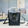6930d6976e68136f4d9b14b2 New Arrival with Box! Authentic YSL LE37 Bucket Bag, Celeb-Style Shiny Leather Black-Gold Edition