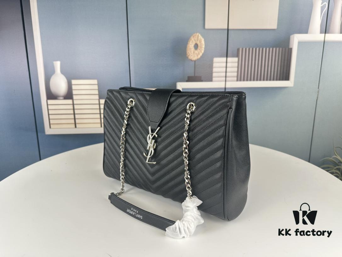 6930d6a66e68136f4d9b14cc New Arrival with Box Wholesale Saint Laurent YSL Caviar Leather Large Tote Bag / Shopping Bag ||| Black Caviar Stitching