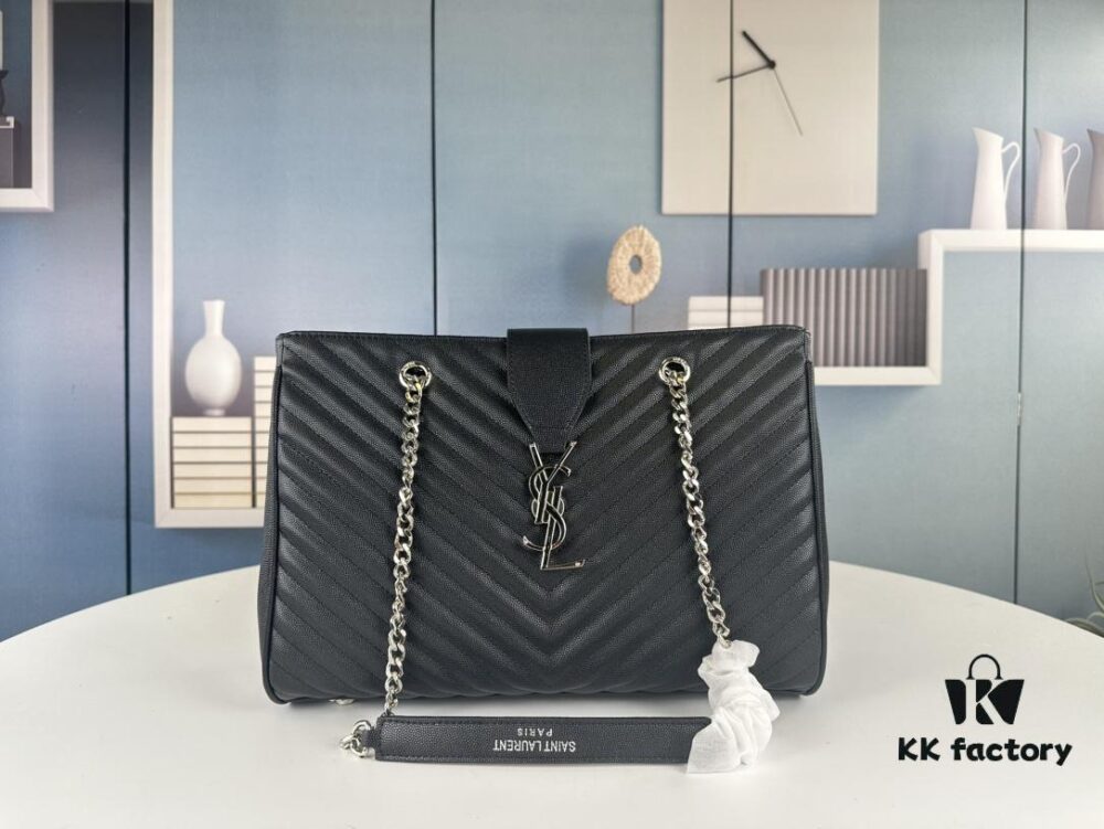 6930d6a66e68136f4d9b14cd New Arrival with Box Wholesale Saint Laurent YSL Caviar Leather Large Tote Bag / Shopping Bag ||| Black Caviar Stitching