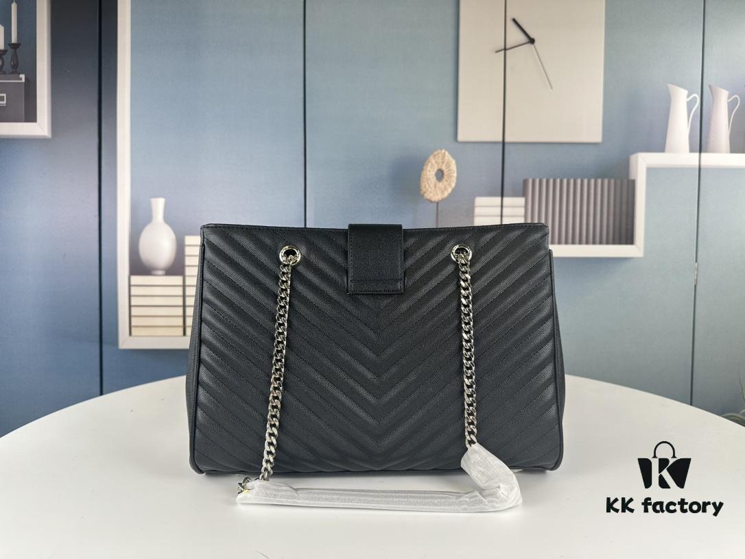 6930d6a76e68136f4d9b14ce New Arrival with Box Wholesale Saint Laurent YSL Caviar Leather Large Tote Bag / Shopping Bag ||| Black Caviar Stitching