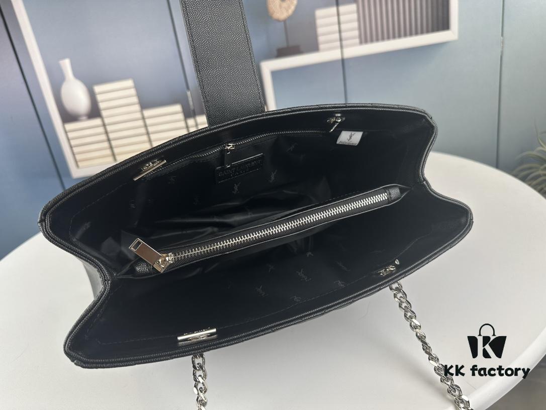 6930d6a96e68136f4d9b14d2 New Arrival with Box Wholesale Saint Laurent YSL Caviar Leather Large Tote Bag / Shopping Bag ||| Black Caviar Stitching
