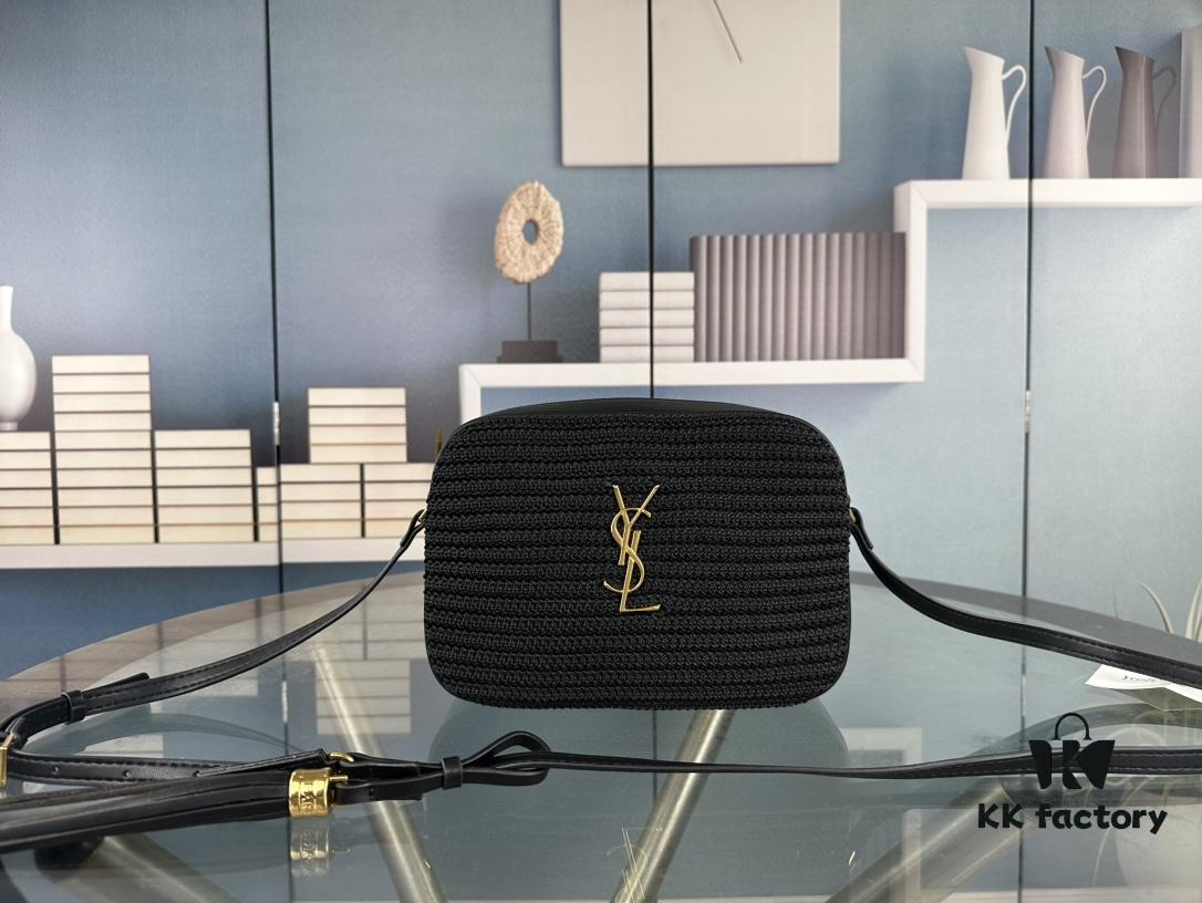 6930d6aa6e68136f4d9b14d4 YSL Saint Laurent Calfskin Woven Camera Bag with Box ||| NEW Lou Camera Bag - Black Woven with Gold-Tone Hardware, Italian Calfskin