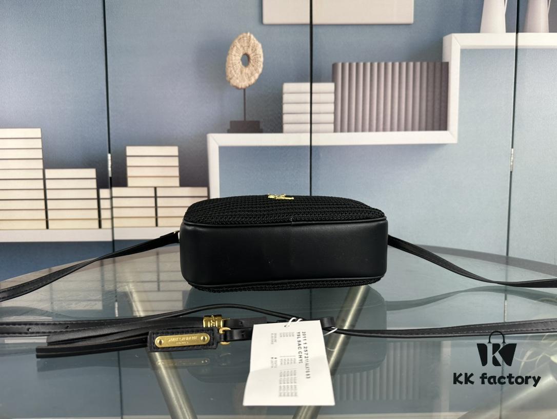6930d6ac6e68136f4d9b14d8 YSL Saint Laurent Calfskin Woven Camera Bag with Box ||| NEW Lou Camera Bag - Black Woven with Gold-Tone Hardware, Italian Calfskin
