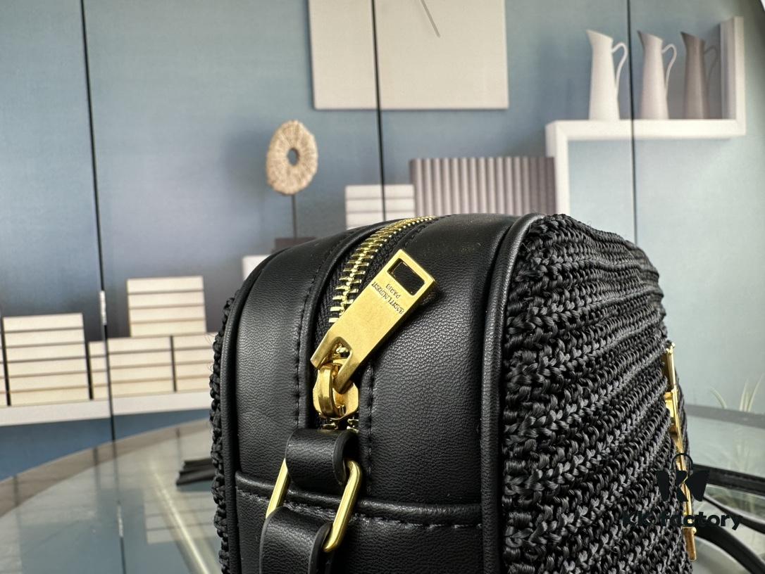 6930d6ac6e68136f4d9b14d9 YSL Saint Laurent Calfskin Woven Camera Bag with Box ||| NEW Lou Camera Bag - Black Woven with Gold-Tone Hardware, Italian Calfskin
