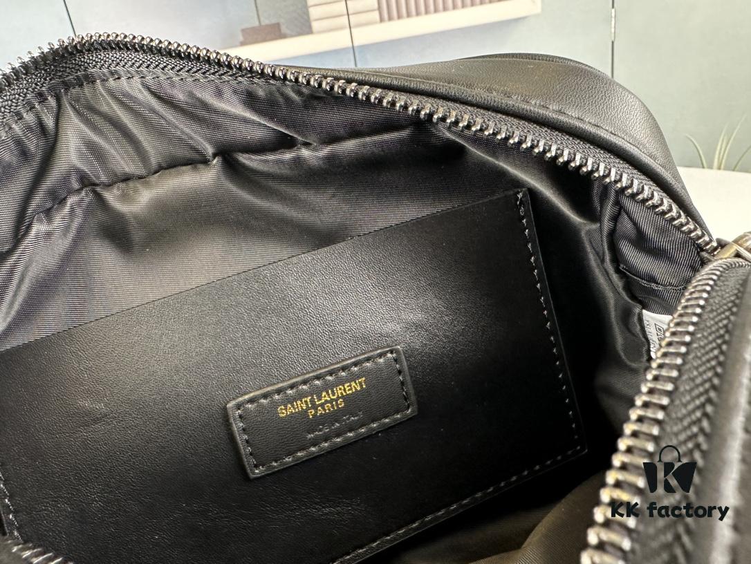 6930d6b26e68136f4d9b14e4 YSL Saint Laurent New Black Calfskin Woven Camera Bag with Gold-Tone Hardware