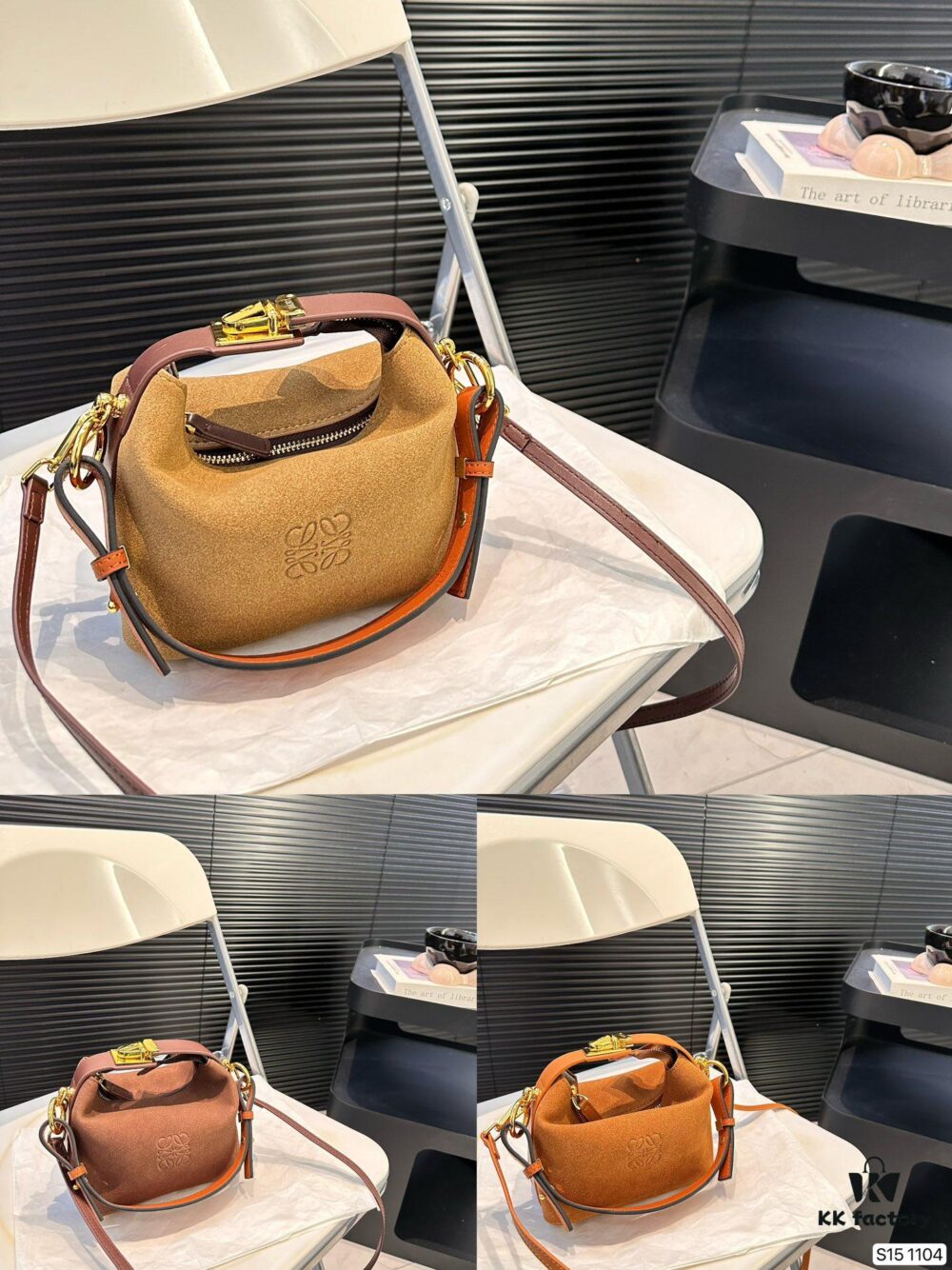 6930d70b6e68136f4d9b1572 Loewe Puzzle Bag in Suede - Soft Box-style Handbag