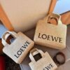 Loewe Anagram Basket Embroidered Logo Straw Woven Shopping Bag Tote Summer New Arrival Basket Bag Woven Leather-Combined Tote Beach Vacation Handbag