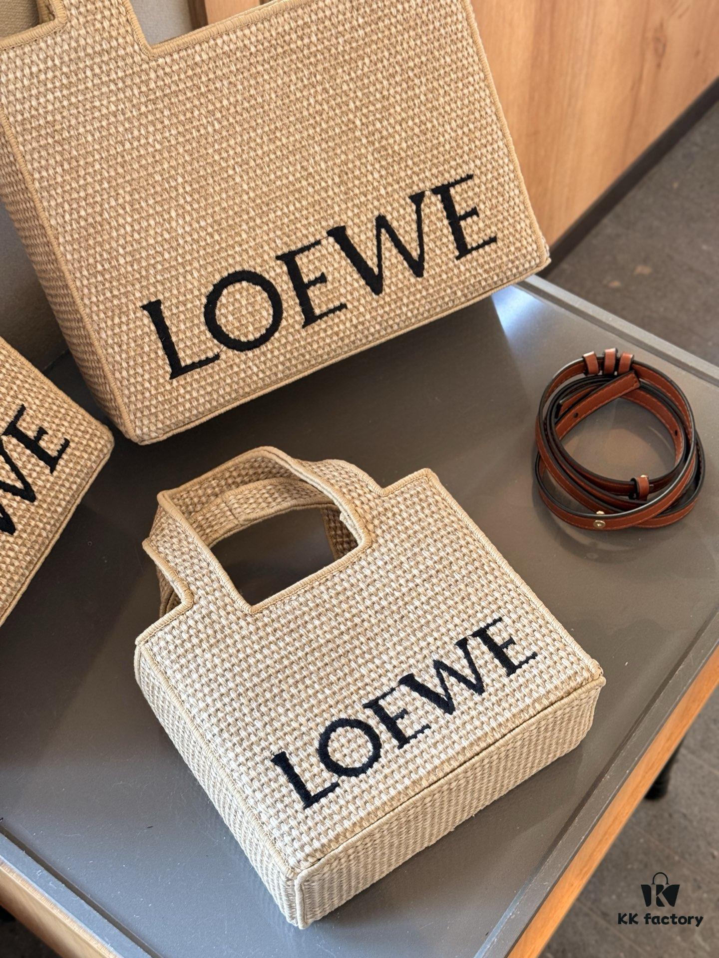 6930d7626e68136f4d9b15f9 Loewe Anagram Basket Embroidered Logo Straw Woven Shopping Tote Summer New Arrival Basket Bag Mini/Medium/Large Sizes