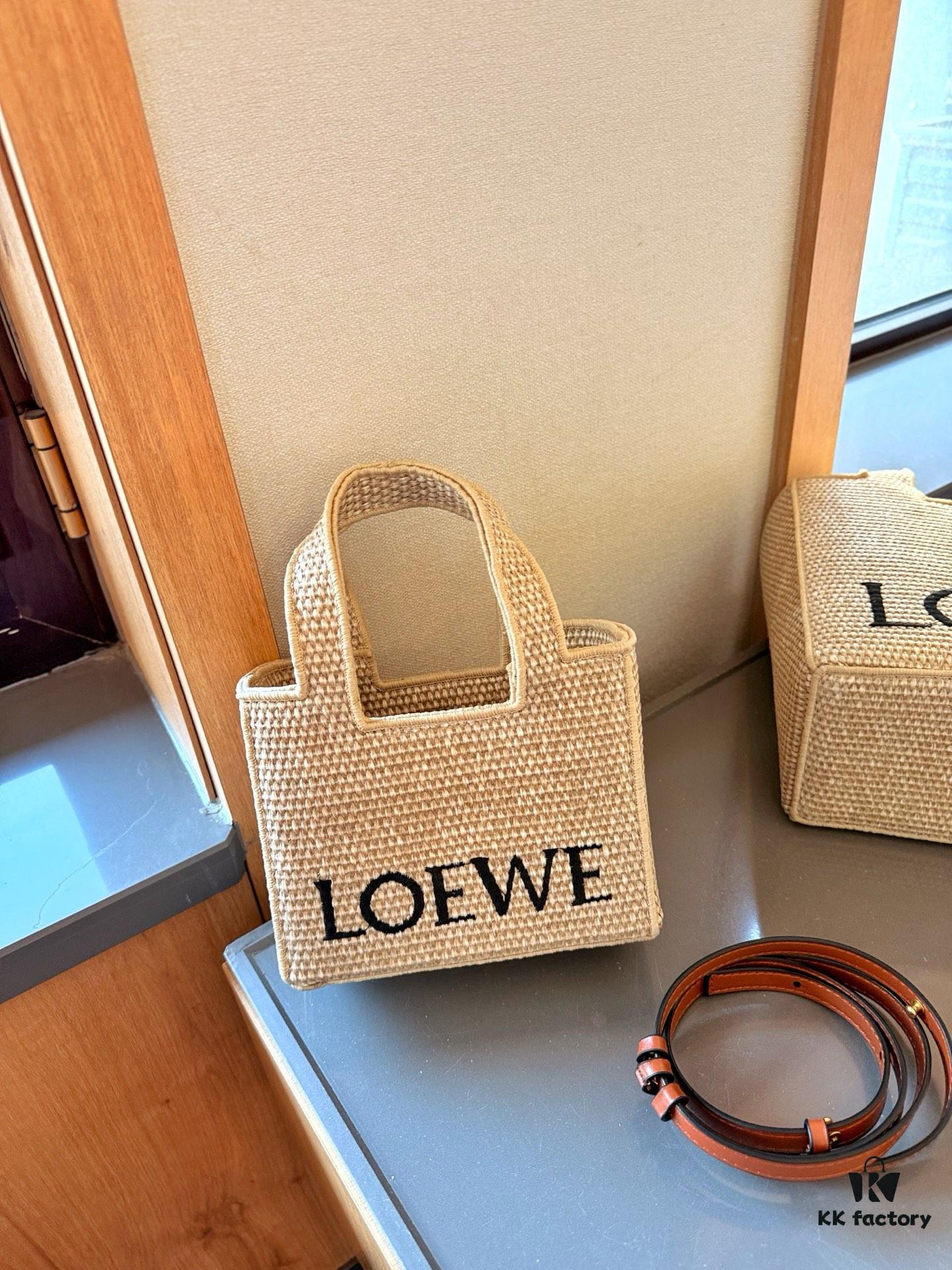 6930d7656e68136f4d9b15fc Loewe Anagram Basket Embroidered Logo Straw Woven Shopping Tote Summer New Arrival Basket Bag Mini/Medium/Large Sizes