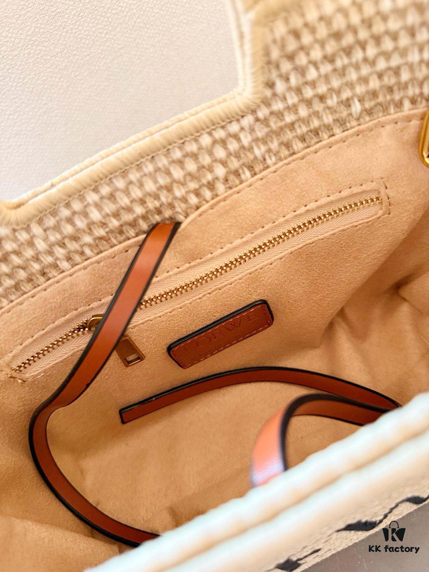 6930d7666e68136f4d9b15fe Loewe Anagram Basket Embroidered Logo Straw Woven Shopping Tote Summer New Arrival Basket Bag Mini/Medium/Large Sizes