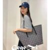 6930d7a06e68136f4d9b1643 Loewe & T Tote Embroidered Jacquard Fabric with Leather — Shopping Bag