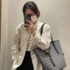 6930d7a06e68136f4d9b1645 Loewe & T Tote Embroidered Jacquard Fabric with Leather — Shopping Bag