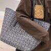 6930d7a26e68136f4d9b1648 Loewe & T Tote Embroidered Jacquard Fabric with Leather — Shopping Bag