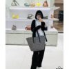 6930d7a26e68136f4d9b1649 Loewe & T Tote Embroidered Jacquard Fabric with Leather — Shopping Bag