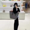 6930d7a36e68136f4d9b164a Loewe & T Tote Embroidered Jacquard Fabric with Leather — Shopping Bag