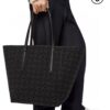 6930d7ac6e68136f4d9b1653 Loewe & T Tote Embroidered Jacquard Fabric with Leather — Shopping Bag