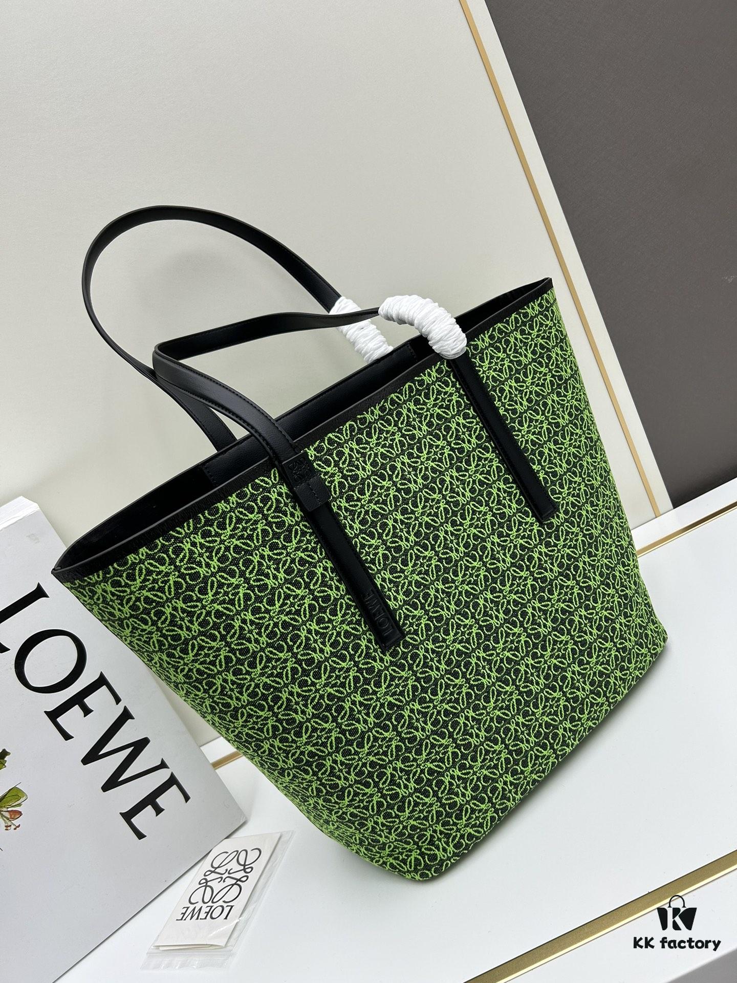 6930d7ad6e68136f4d9b1654 Loewe & T Tote Embroidered Jacquard Fabric with Leather — Shopping Bag