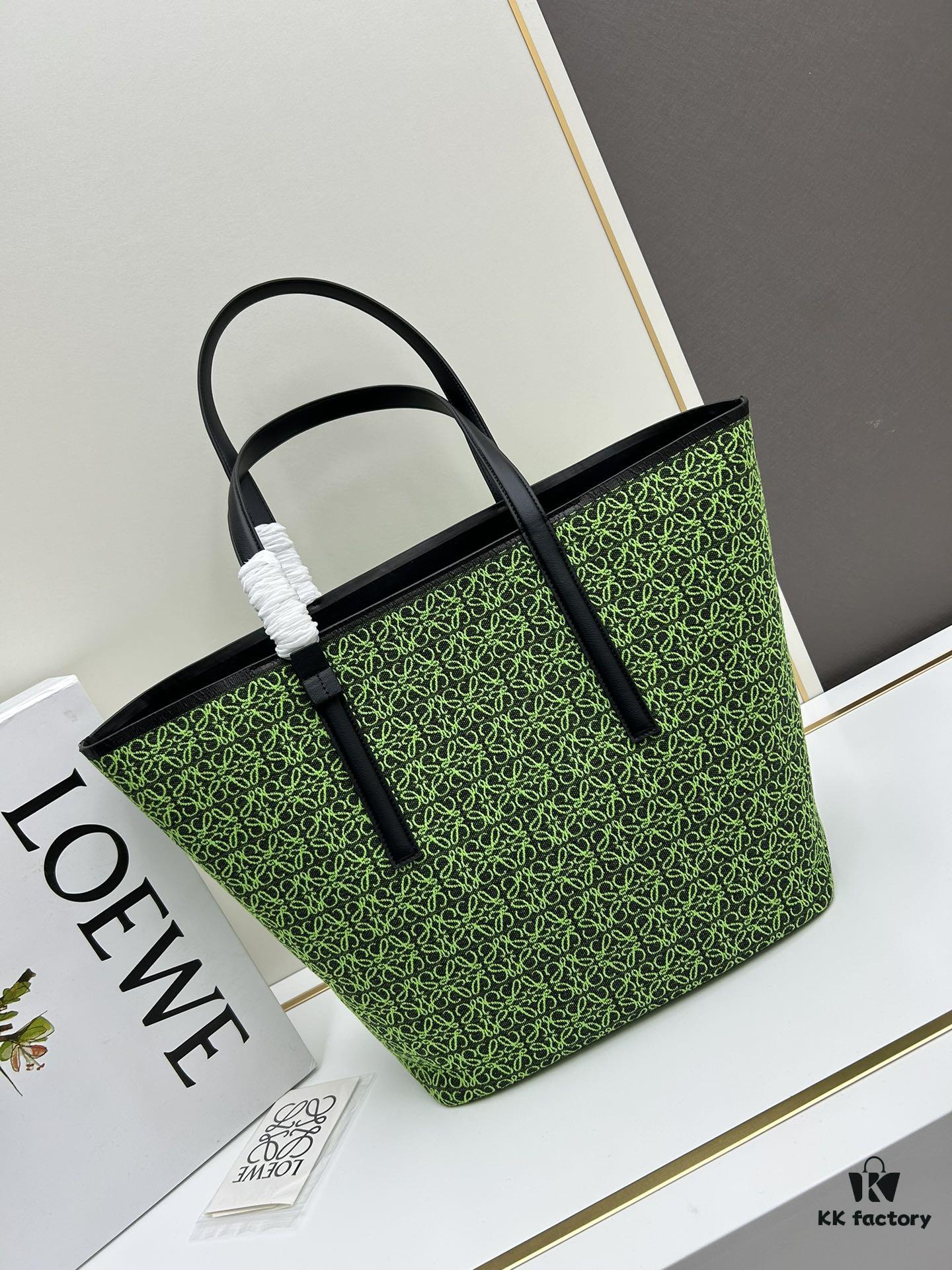 6930d7ad6e68136f4d9b1655 Loewe & T Tote Embroidered Jacquard Fabric with Leather — Shopping Bag