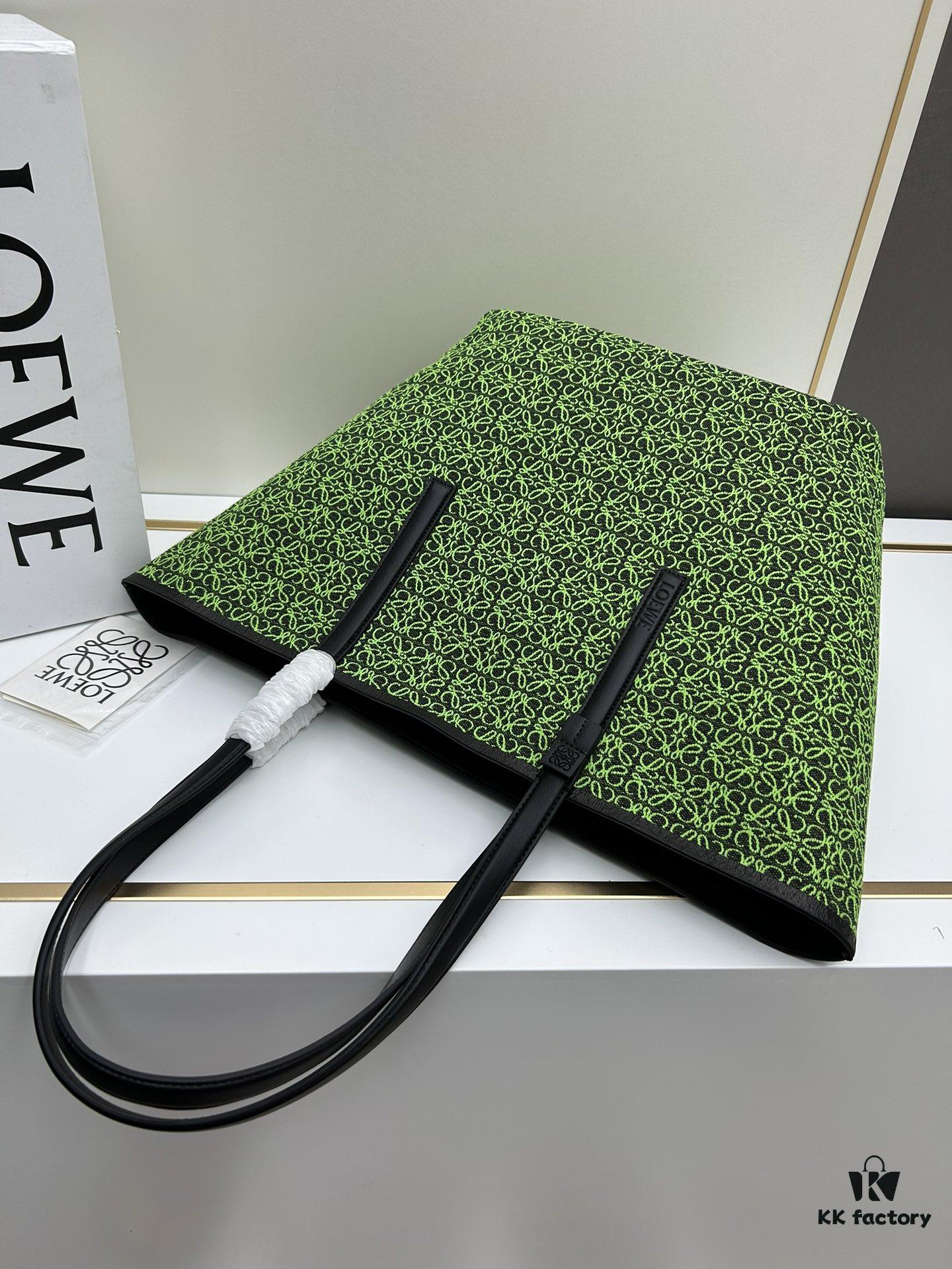 6930d7af6e68136f4d9b1657 Loewe & T Tote Embroidered Jacquard Fabric with Leather — Shopping Bag