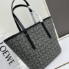 6930d7b66e68136f4d9b1660 Loewe & T Tote Embroidered Jacquard Fabric with Leather — Shopping Bag