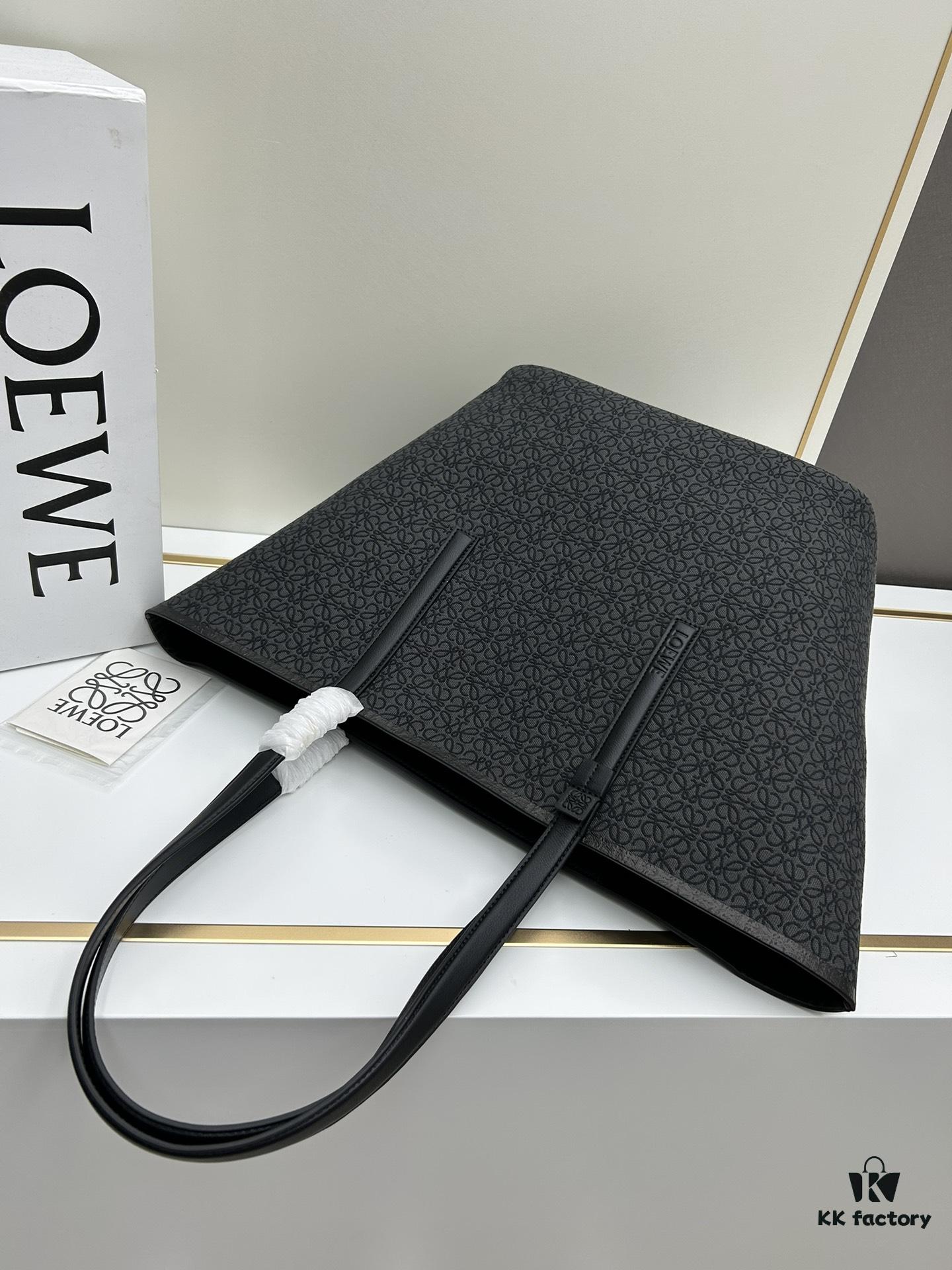 6930d7bb6e68136f4d9b1665 Loewe & T Tote Embroidered Jacquard Fabric with Leather — Shopping Bag