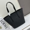 6930d7bc6e68136f4d9b1667 Loewe & T Tote Embroidered Jacquard Fabric with Leather — Shopping Bag