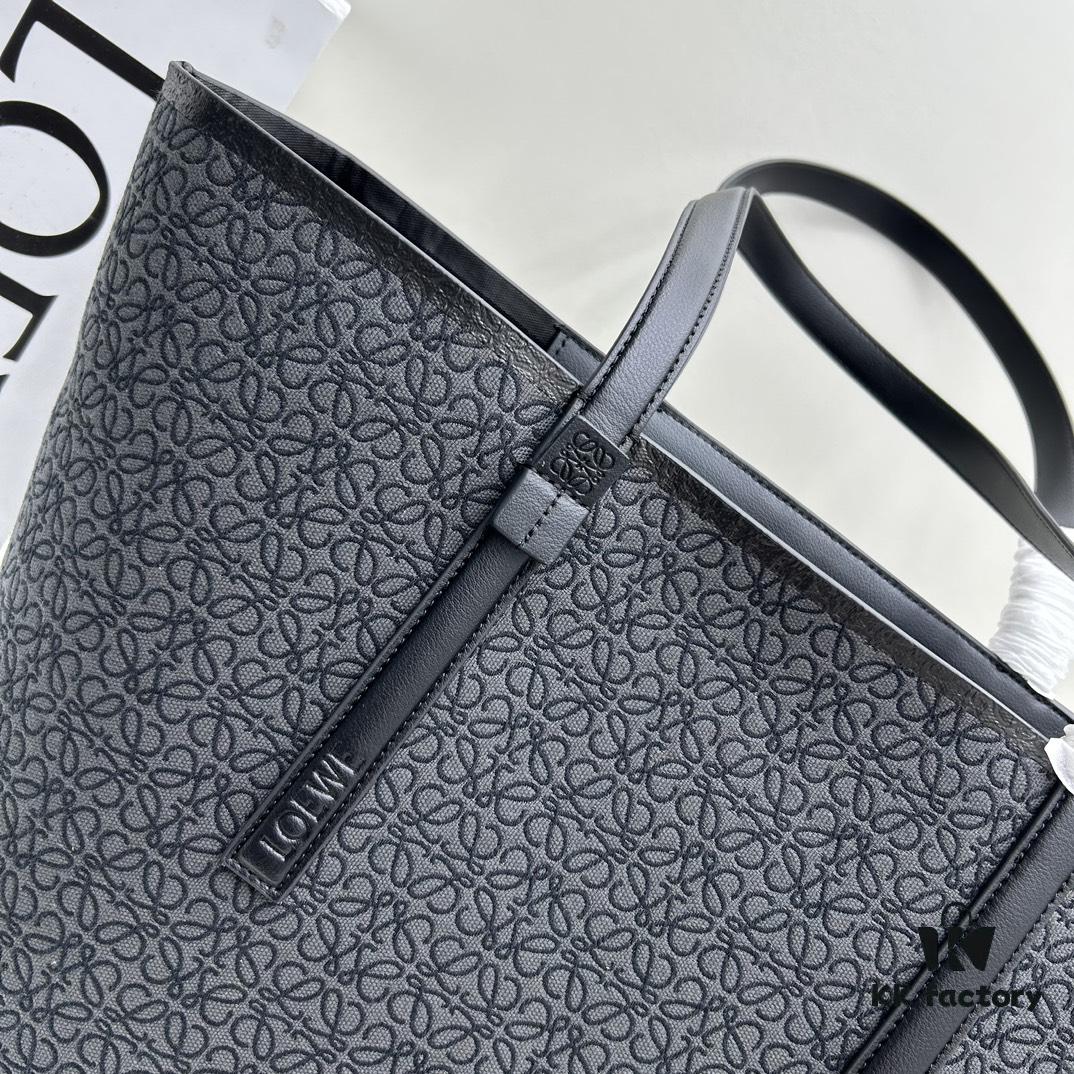 6930d7bd6e68136f4d9b166b Loewe & T Tote Embroidered Jacquard Fabric with Leather — Shopping Bag