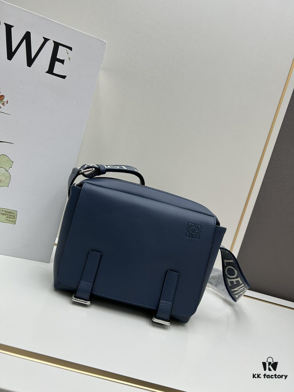 6930d7d66e68136f4d9b1686 Loewe New Soft Smooth Calfskin Leather and Jacquard Fabric Military Messenger Bag for Men