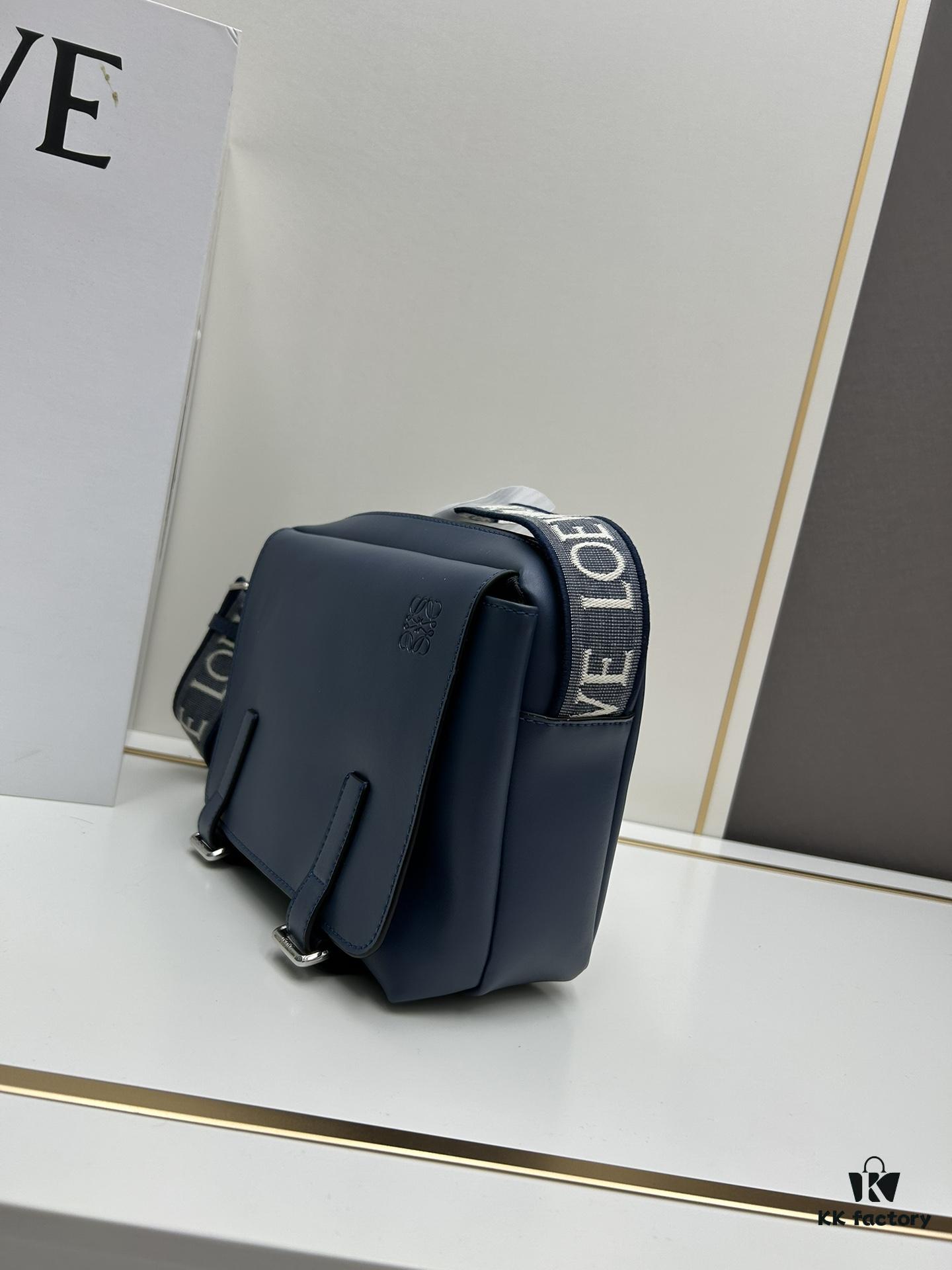 6930d7db6e68136f4d9b1689 Loewe New Soft Smooth Calfskin Leather and Jacquard Fabric Military Messenger Bag for Men