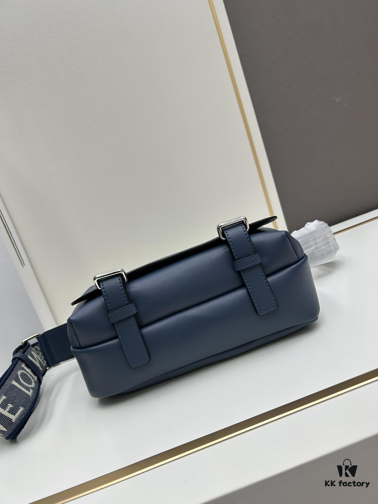6930d7db6e68136f4d9b168a Loewe New Soft Smooth Calfskin Leather and Jacquard Fabric Military Messenger Bag for Men