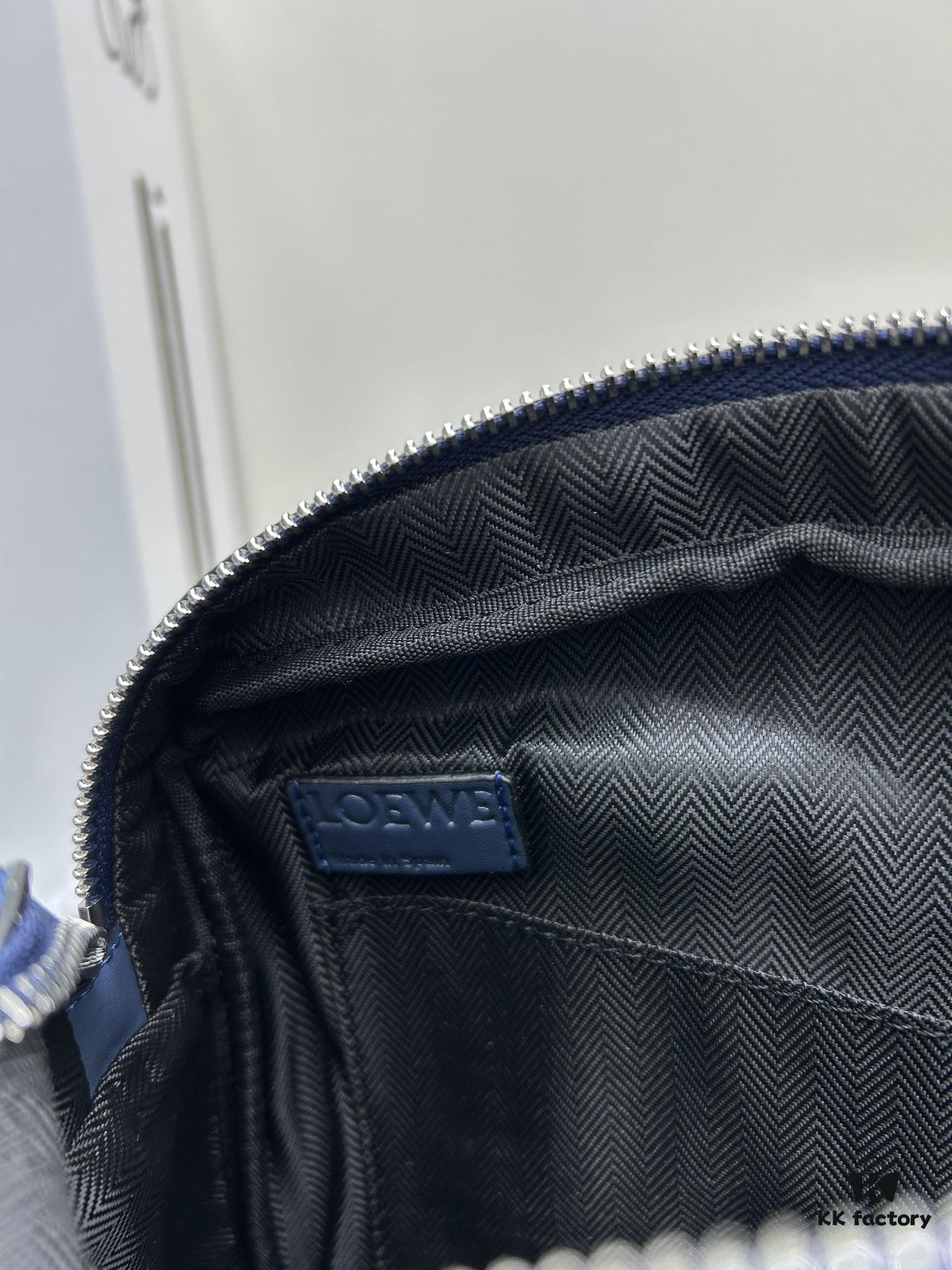 6930d7de6e68136f4d9b168f Loewe New Soft Smooth Calfskin Leather and Jacquard Fabric Military Messenger Bag for Men