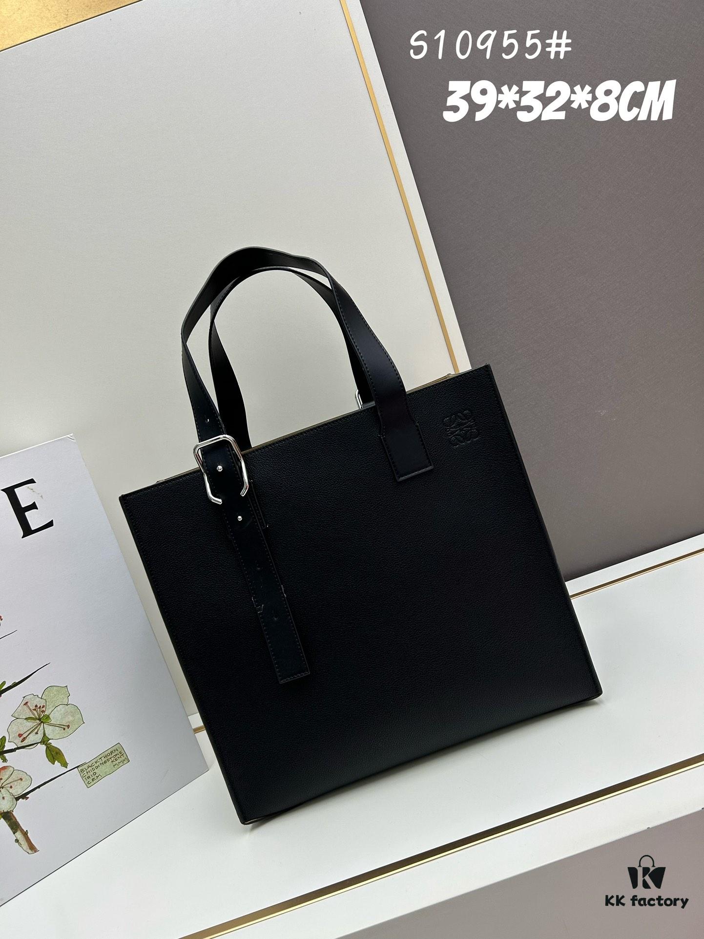6930d7e56e68136f4d9b1696 Loewe Buckle Tote Without Zip, Deep Gray Crinkled Texture Handbag for Men, Model 3050