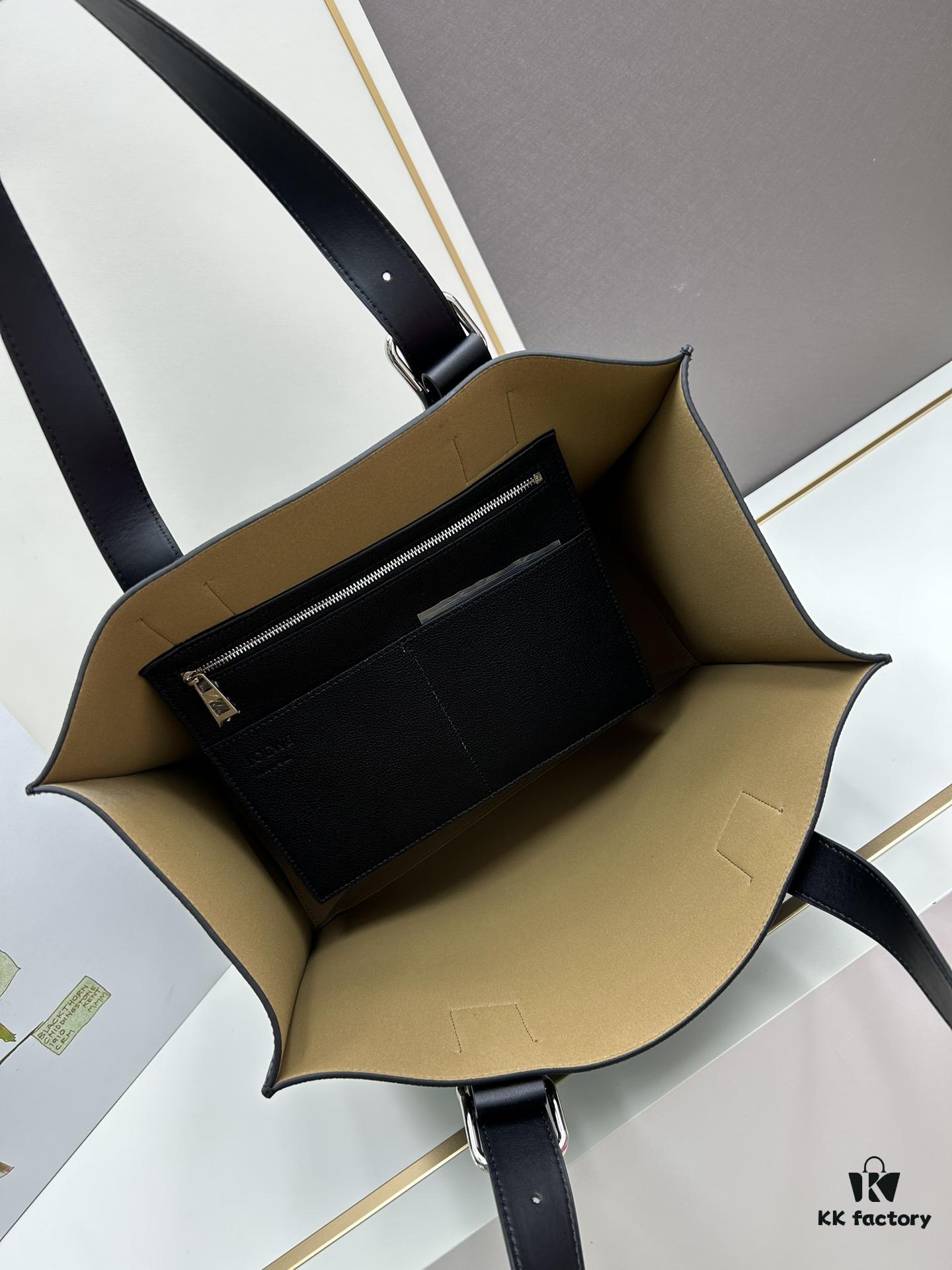 6930d7eb6e68136f4d9b169e Loewe Buckle Tote Without Zip, Deep Gray Crinkled Texture Handbag for Men, Model 3050