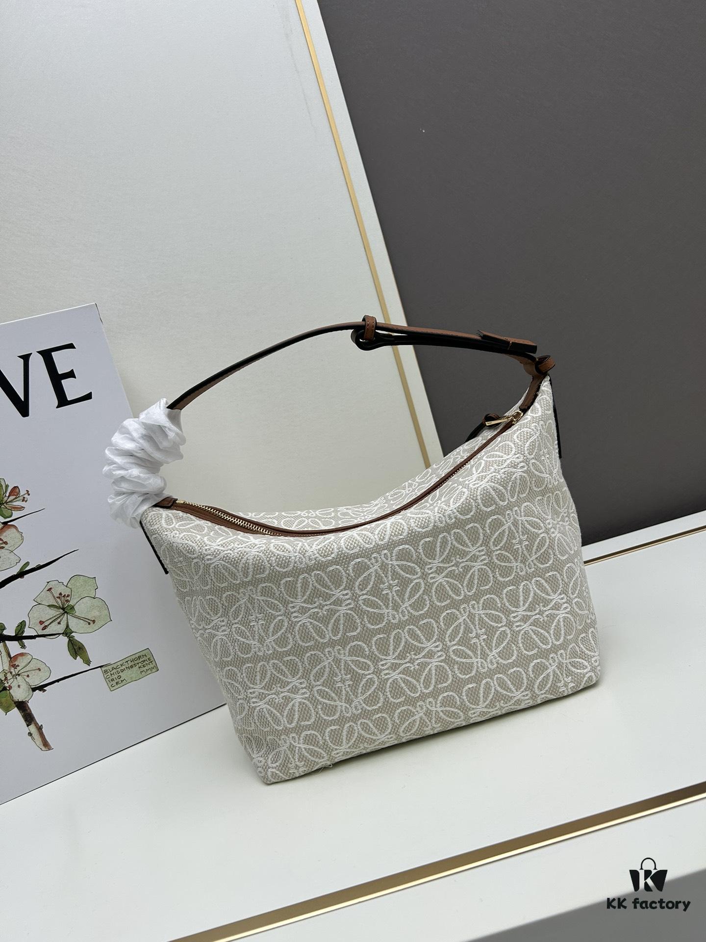 Large Loewe Cubi Monogram Lunch Box Bag – Fabric with Brown Trim