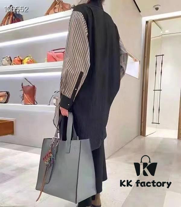 Leather and Fabric Loewe Buckle Tote Bag
