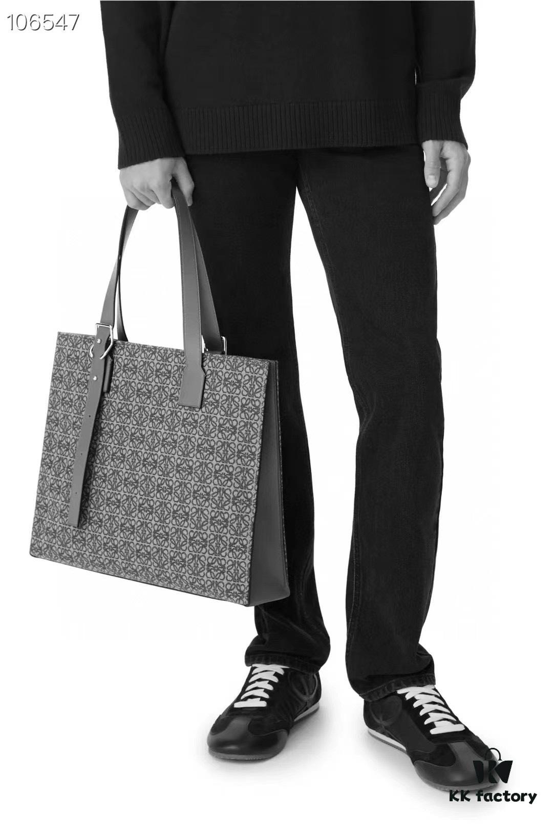 Leather and Fabric Loewe Buckle Tote Bag