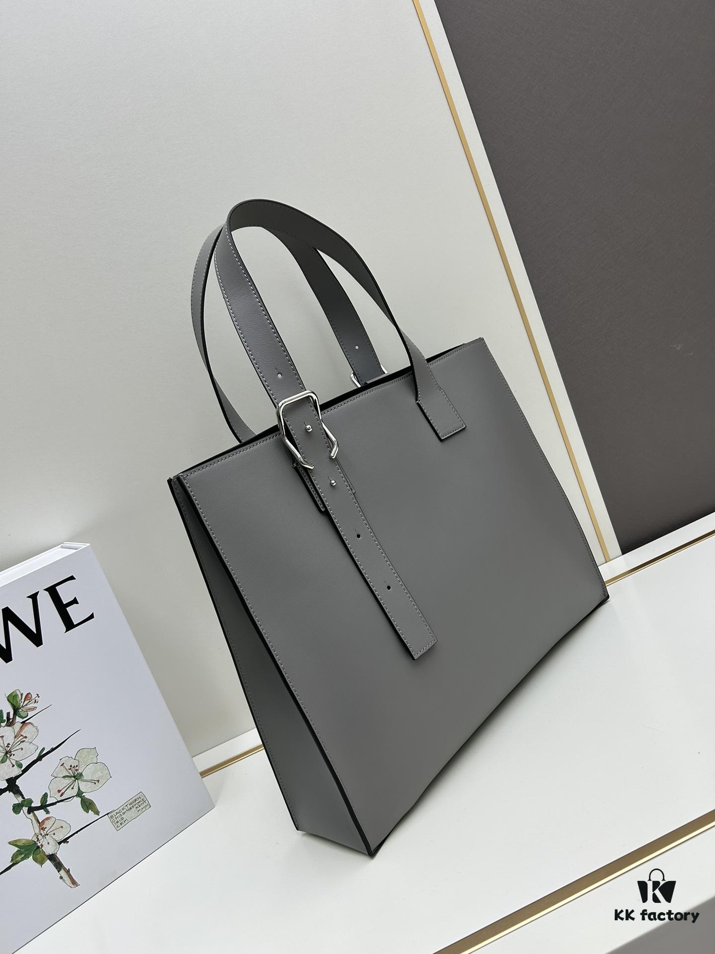 Leather and Fabric Loewe Buckle Tote Bag