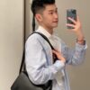 6930d8c56e68136f4d9b17be Loewe New Soft Smooth Calfskin Leather and Jacquard Fabric Military Messenger Bag for Men