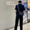 6930d8cb6e68136f4d9b17c4 Loewe New Soft Smooth Cowhide Leather and Jacquard Fabric Military Messenger Bag for Men