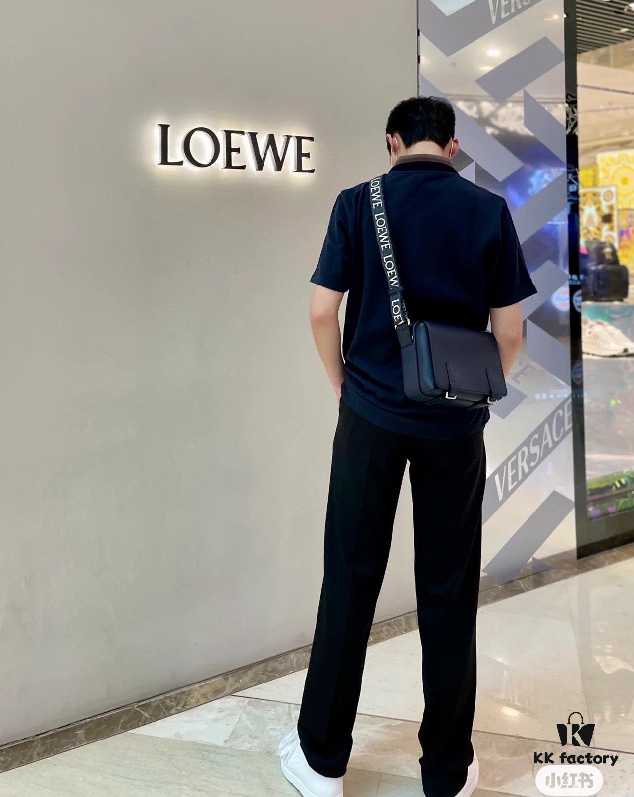 6930d8cb6e68136f4d9b17c4 Loewe New Soft Smooth Cowhide Leather and Jacquard Fabric Military Messenger Bag for Men