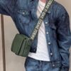 6930d8cd6e68136f4d9b17c7 Loewe New Soft Smooth Cowhide Leather and Jacquard Fabric Military Messenger Bag for Men