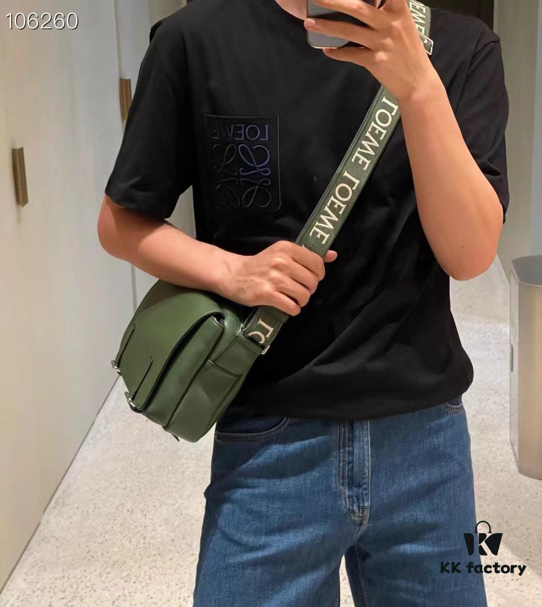 6930d8d16e68136f4d9b17ca Loewe New Soft Smooth Cowhide Leather and Jacquard Fabric Military Messenger Bag for Men