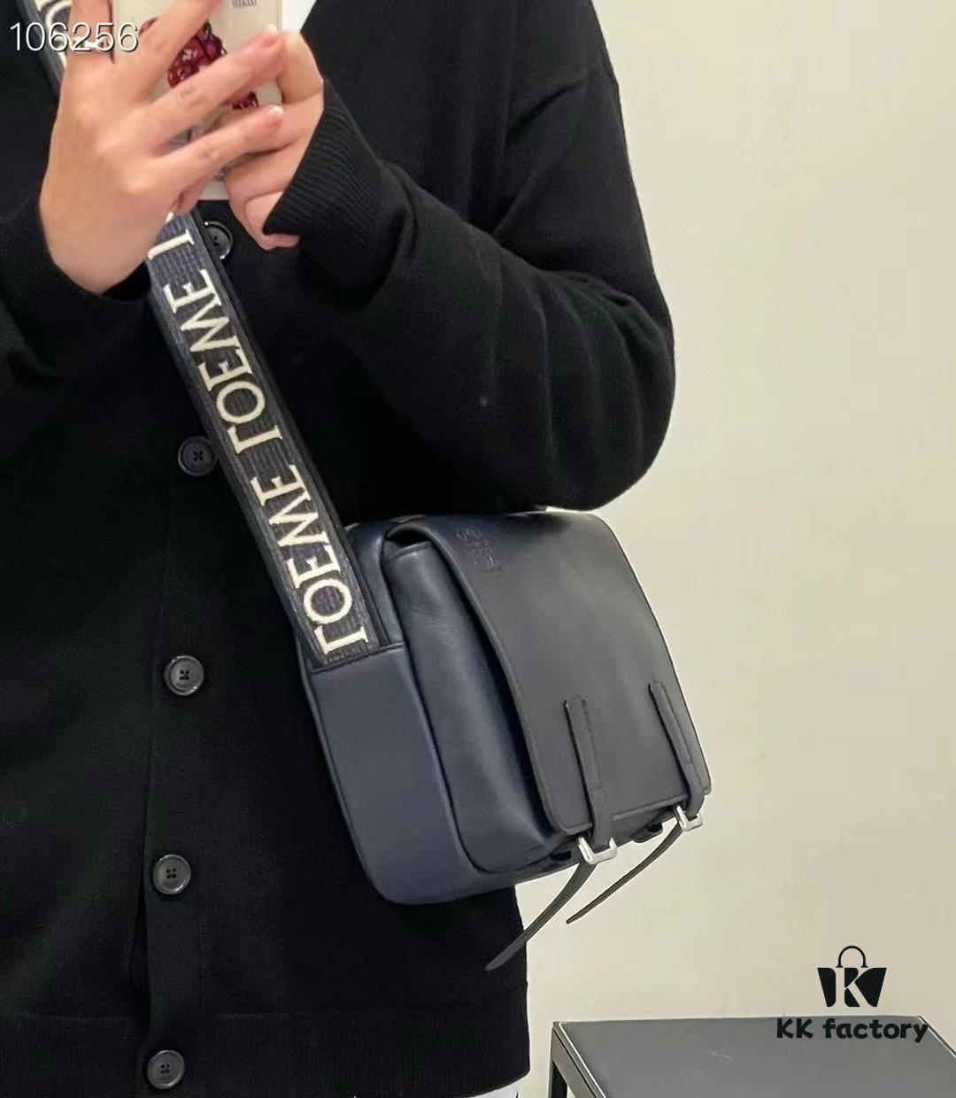 6930d8d86e68136f4d9b17d0 Loewe New Soft Smooth Cowhide Leather and Jacquard Fabric Military Messenger Bag for Men