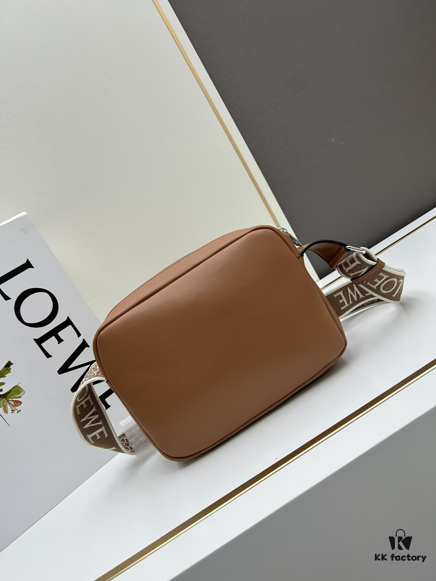 6930d8de6e68136f4d9b17d7 Loewe New Soft Smooth Cowhide Leather and Jacquard Fabric Military Messenger Bag for Men
