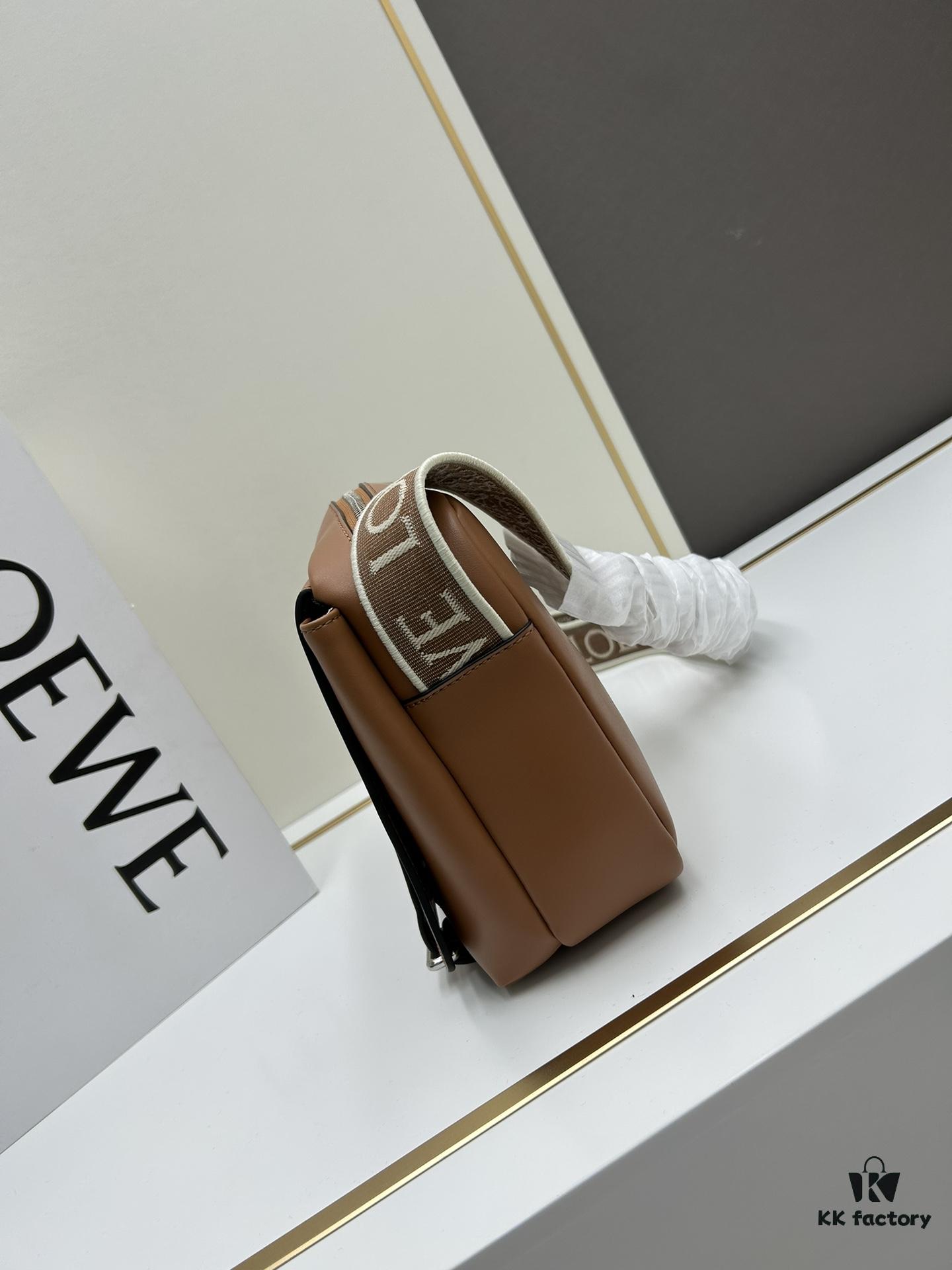6930d8de6e68136f4d9b17d8 Loewe New Soft Smooth Cowhide Leather and Jacquard Fabric Military Messenger Bag for Men