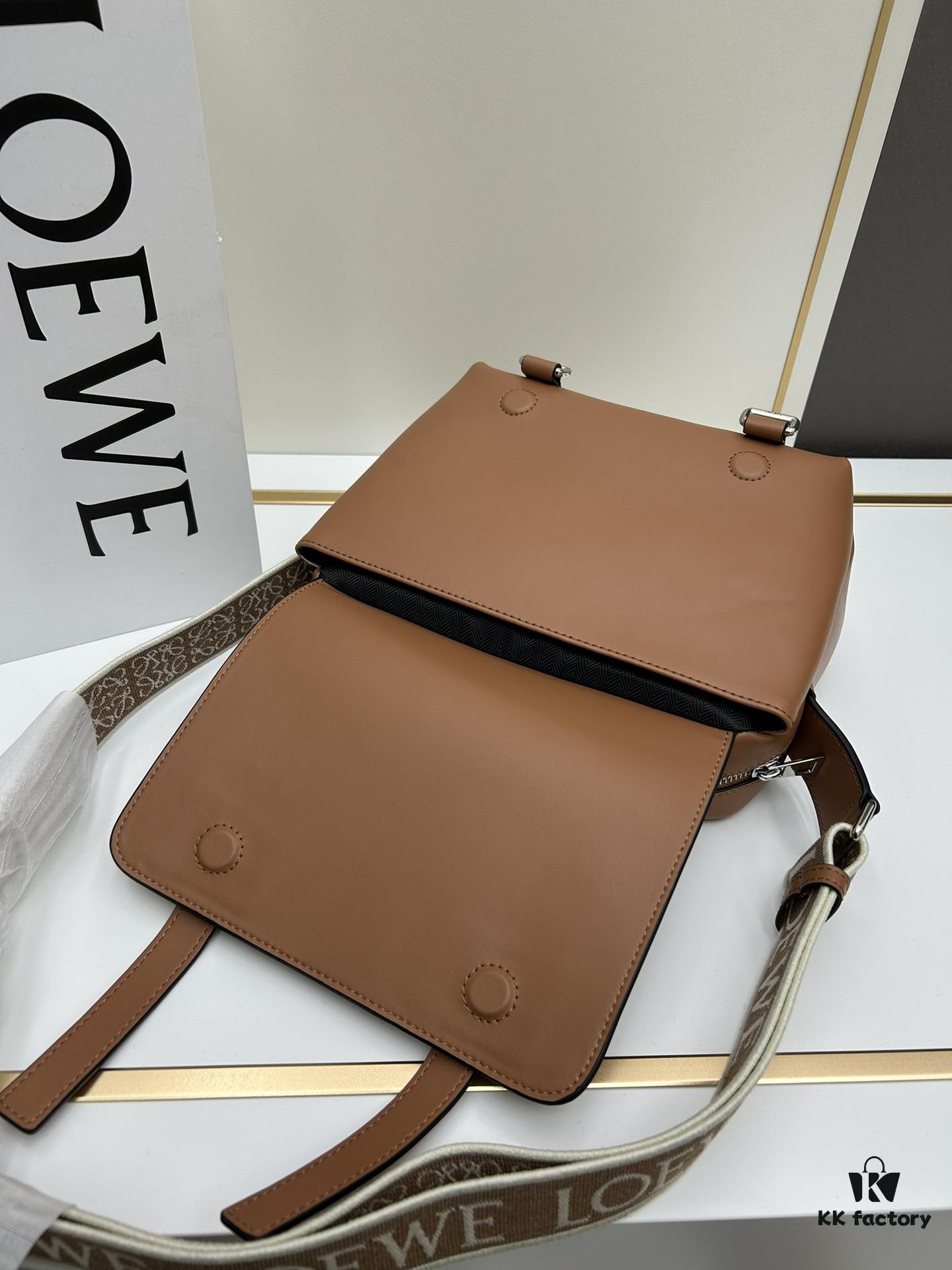 6930d8e06e68136f4d9b17dc Loewe New Soft Smooth Cowhide Leather and Jacquard Fabric Military Messenger Bag for Men