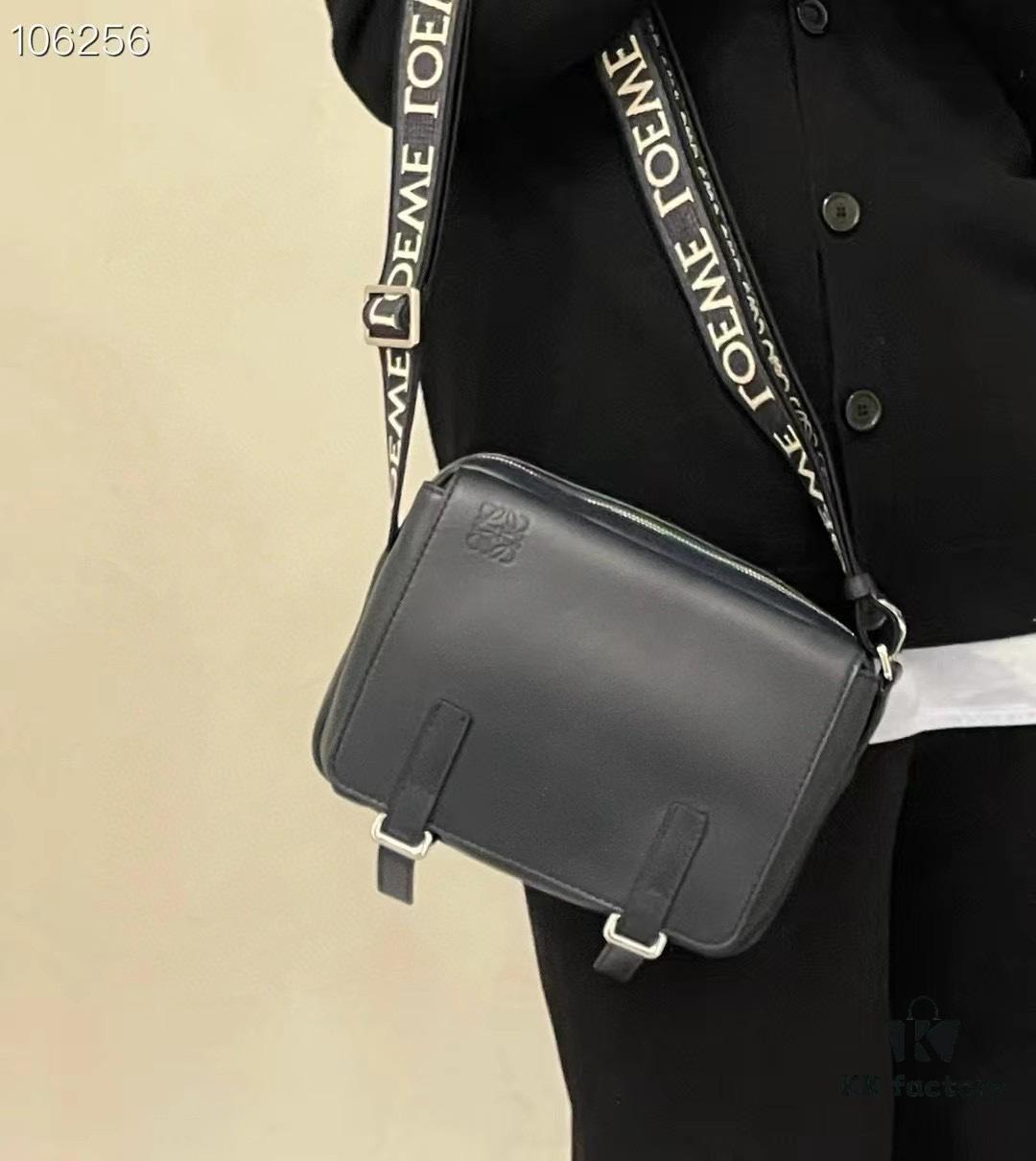 6930d8e46e68136f4d9b17de Loewe New Soft Smooth Cowhide Leather and Jacquard Fabric Military Messenger Bag for Men