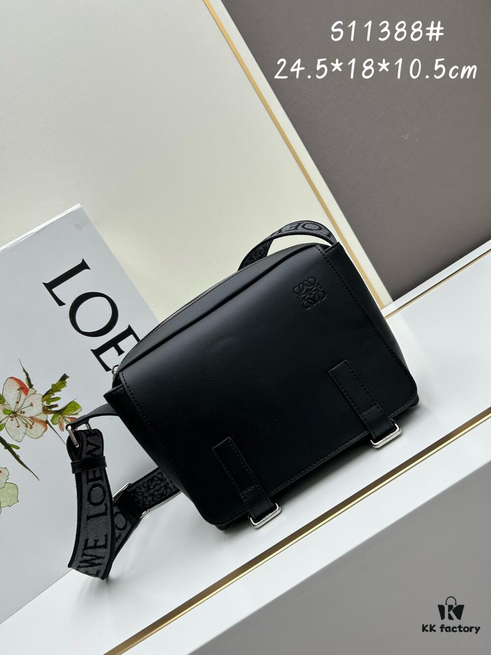 6930d8e56e68136f4d9b17df Loewe New Soft Smooth Calfskin Leather and Jacquard Fabric Military Messenger Bag for Men