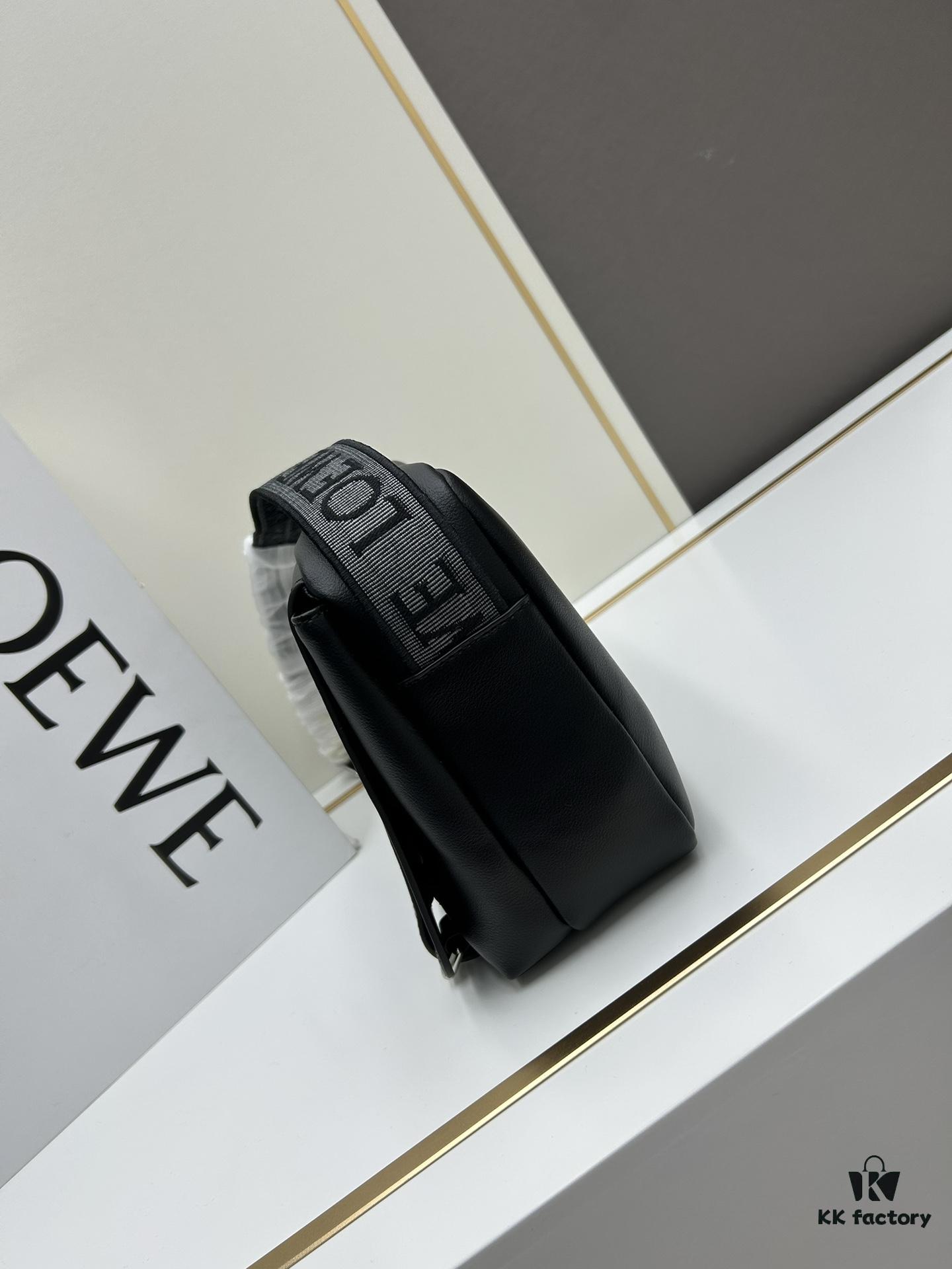 6930d8e56e68136f4d9b17e1 Loewe New Soft Smooth Calfskin Leather and Jacquard Fabric Military Messenger Bag for Men